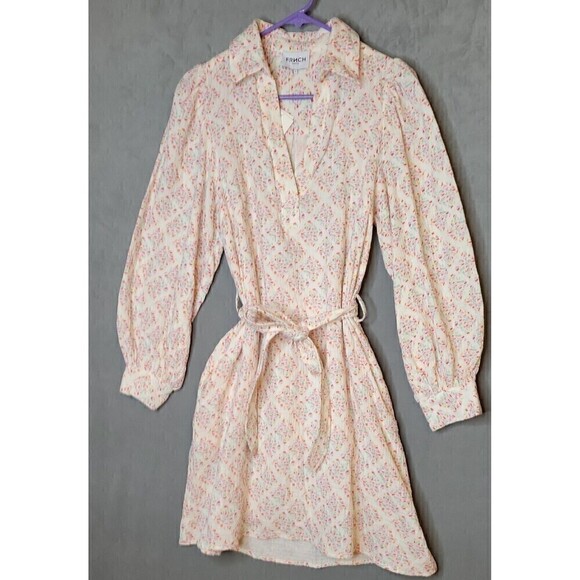 NWT FRNCH Womens Romanne Cotton V-neck Puff sleeve Shirtdress Size S - Picture 5 of 16
